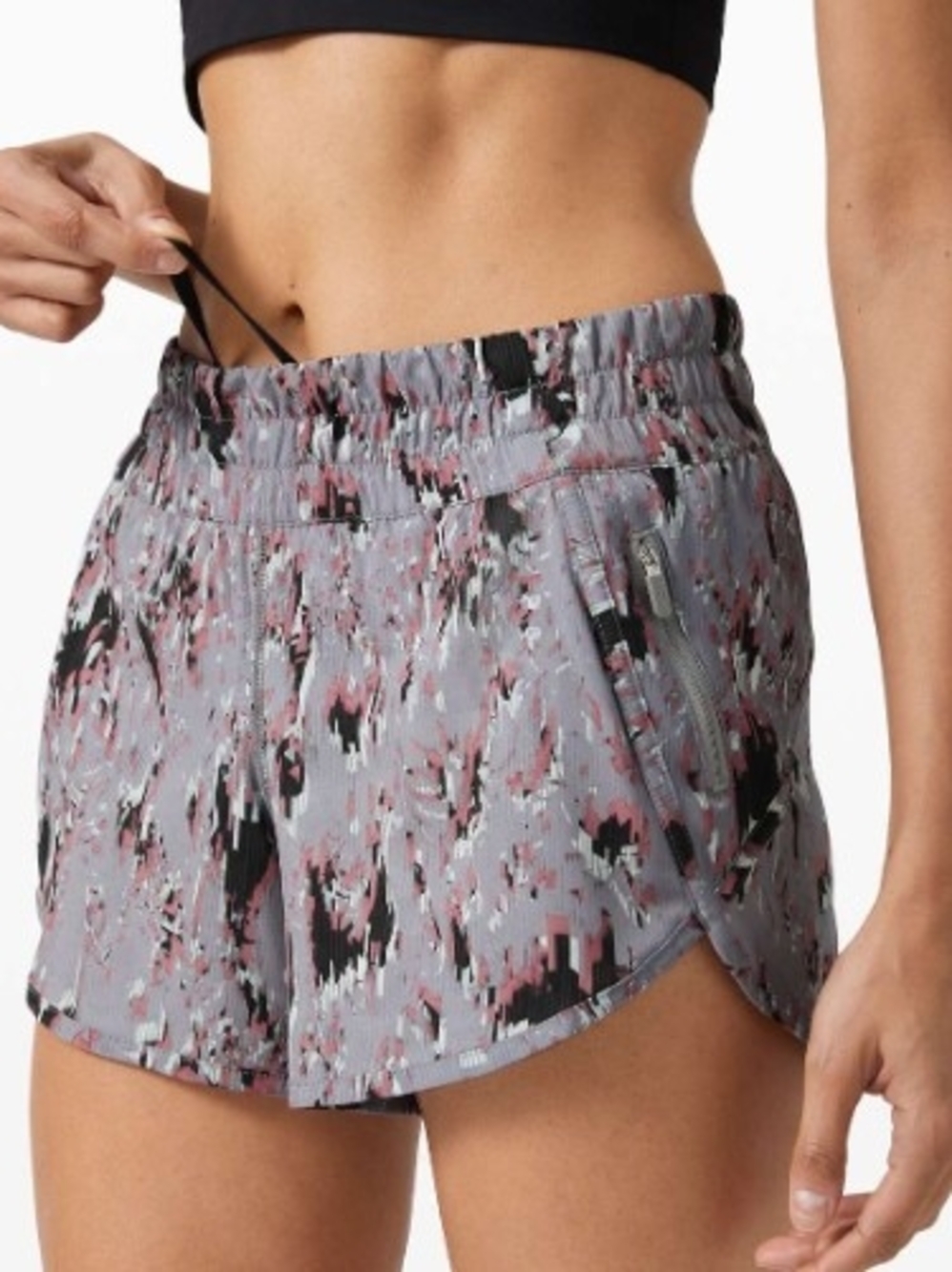lululemon athletica Grey and Pink Printed Run Shorts
